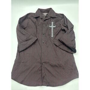 El General Shirt Men’s Size XL Button Up 1/2 Sleeve Burgundy Western Rodeo CLEAN